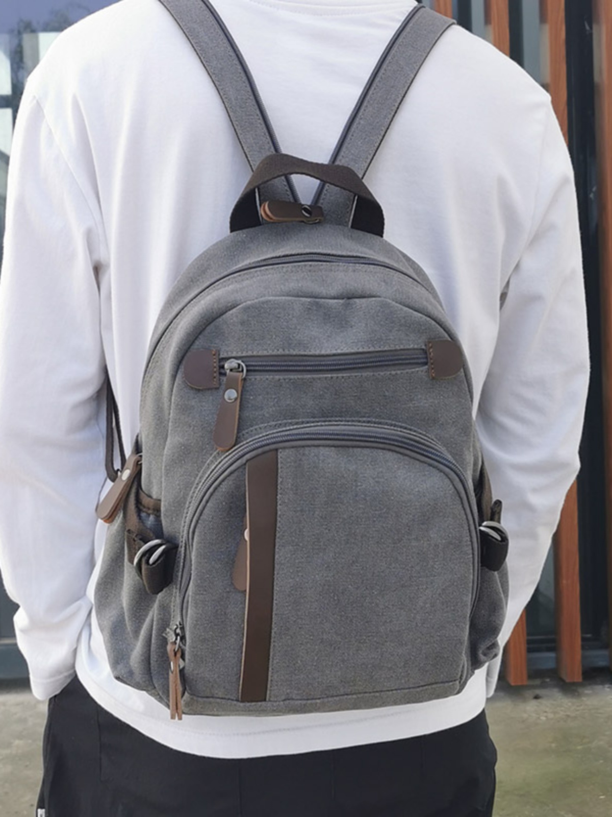 Canvas Backpack Casual - Mochila Pequena de Lona Masculina Esportiva