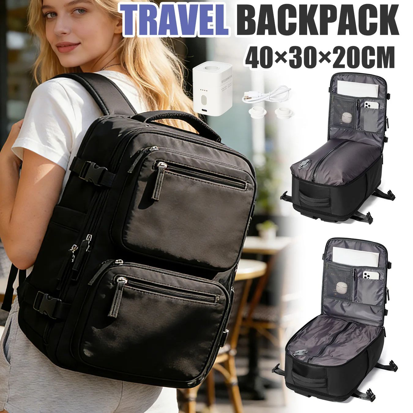 Fashion Backpack Women - Mochila Feminina com Bomba de Vácuo,