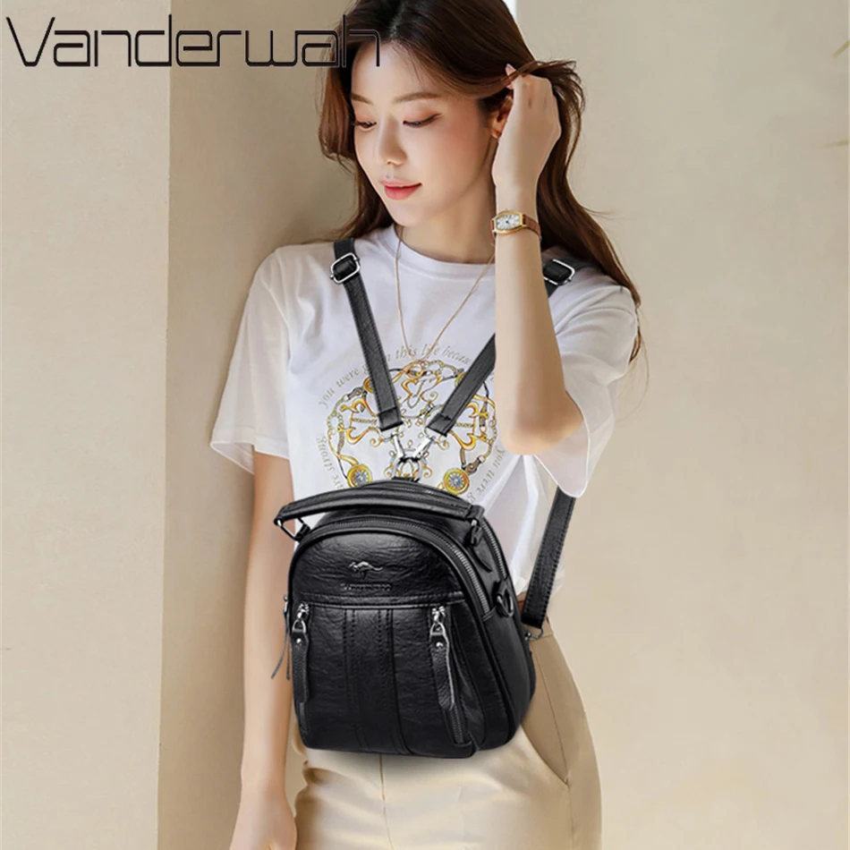 4 em 1 mochilas de couro multi - Mini Backpack Purse avaliação e preço