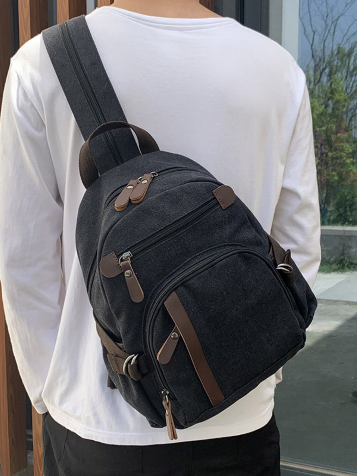Mochila Pequena de Lona Mascul - Canvas Backpack Casual avaliação e preço